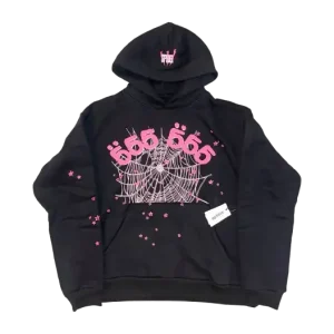 Sp5der Angel Number 666 Hoodie Black/Pink
