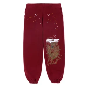 Sp5der Logo Sweatpants Maroon