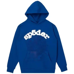 Sp5der Logo Hoodie Blue