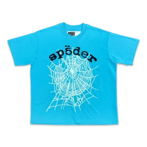 Sp5der OG Web V2 Tee - Cyan