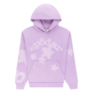 Sp5der Star Pattern Hoodie Purple