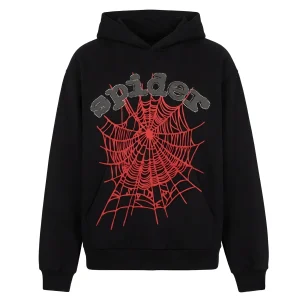 Sp5der Web Graphic Hoodie Black Red