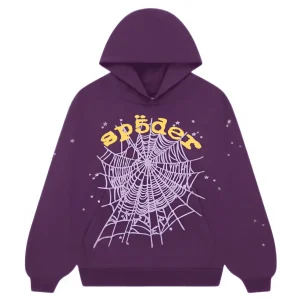 Sp5der Web Graphic Hoodie Purple Yellow