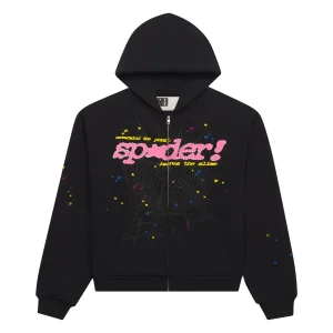 Sp5der P*nk V2 Zip Up Black