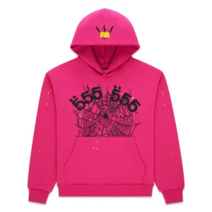 Sp5der Angel Number Hoodie Pink